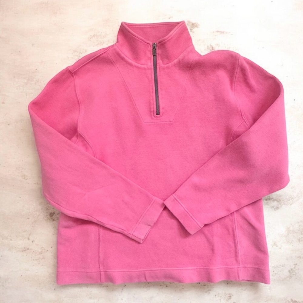 TOMMY BAHAMA PINK Thermal half zip pullover women’s size LARGE